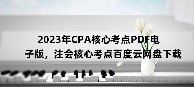 '2023年CPA核心考点PDF电子版，注会核心考点百度云网盘下载'