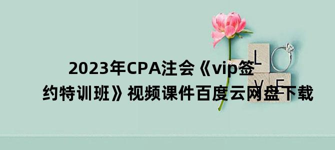 '2023年CPA注会《vip签约特训班》视频课件百度云网盘下载'