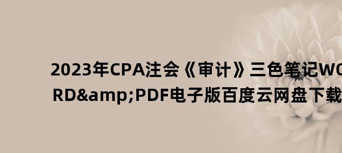 '2023年CPA注会《审计》三色笔记WORD&PDF电子版百度云网盘下载'