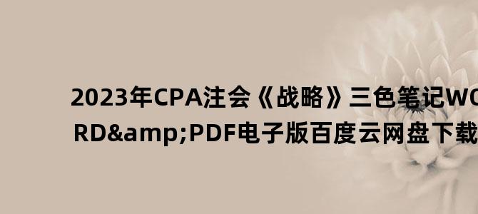 '2023年CPA注会《战略》三色笔记WORD&PDF电子版百度云网盘下载'