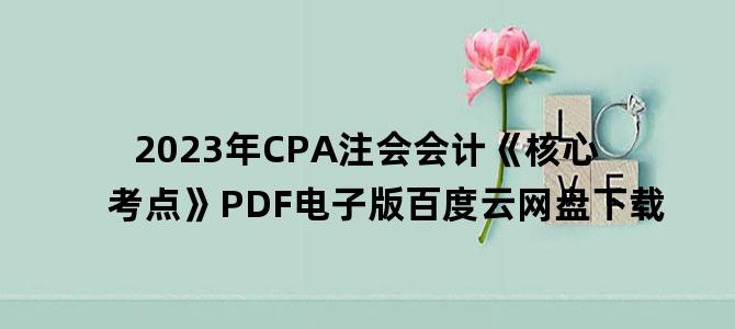 '2023年CPA注会会计《核心考点》PDF电子版百度云网盘下载'