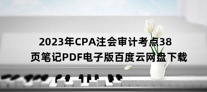 '2023年CPA注会审计考点38页笔记PDF电子版百度云网盘下载'