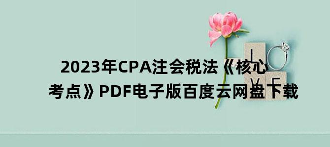 '2023年CPA注会税法《核心考点》PDF电子版百度云网盘下载'
