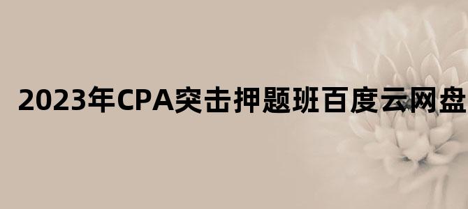 '2023年CPA突击押题班百度云网盘下载'