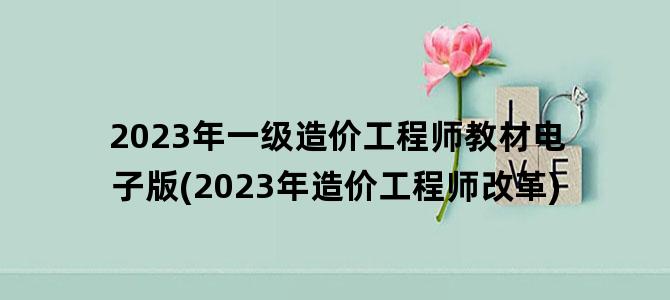 '2023年一级造价工程师教材电子版(2023年造价工程师改革)'