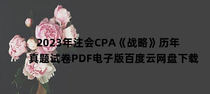 '2023年注会CPA《战略》历年真题试卷PDF电子版百度云网盘下载'