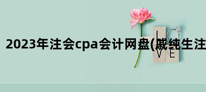 '2023年注会cpa会计网盘(戚纯生注会CPA会计)'