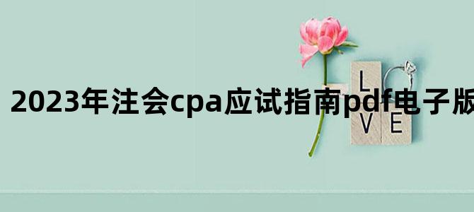 '2023年注会cpa应试指南pdf电子版百度网盘下载'