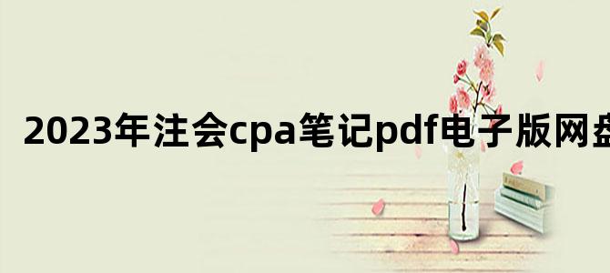 '2023年注会cpa笔记pdf电子版网盘分享'