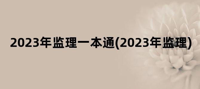 '2023年监理一本通(2023年监理)'