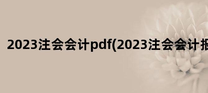 '2023注会会计pdf(2023注会会计报名时间)'