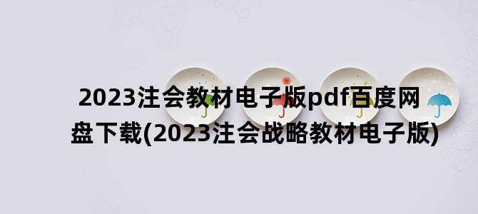 '2023注会教材电子版pdf百度网盘下载(2023注会战略教材电子版)'