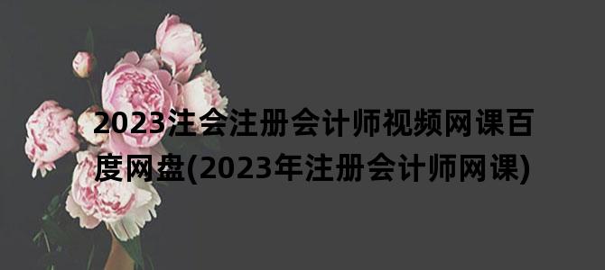 '2023注会注册会计师视频网课百度网盘(2023年注册会计师网课)'