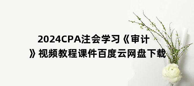 '2024CPA注会学习《审计》视频教程课件百度云网盘下载'