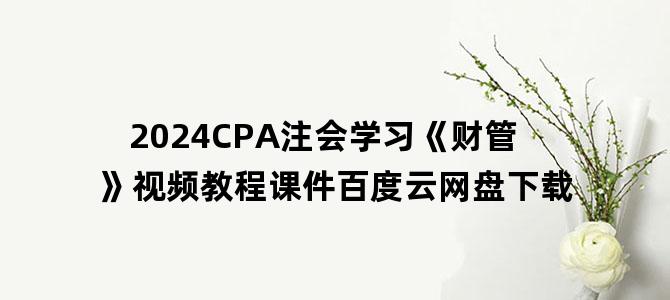 '2024CPA注会学习《财管》视频教程课件百度云网盘下载'