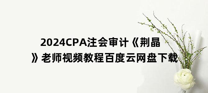 '2024CPA注会审计《荆晶》老师视频教程百度云网盘下载'