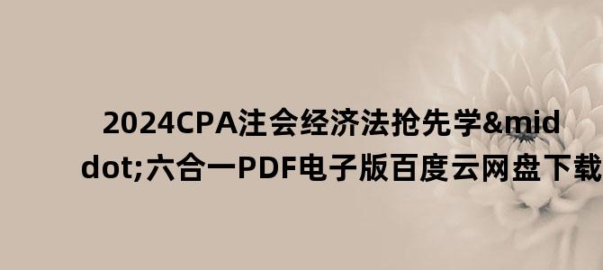 '2024CPA注会经济法抢先学·六合一PDF电子版百度云网盘下载'