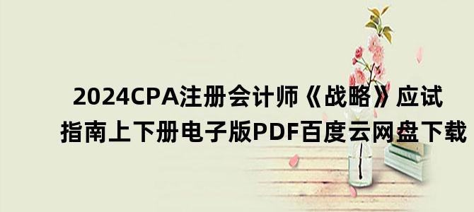 '2024CPA注册会计师《战略》应试指南上下册电子版PDF百度云网盘下载'