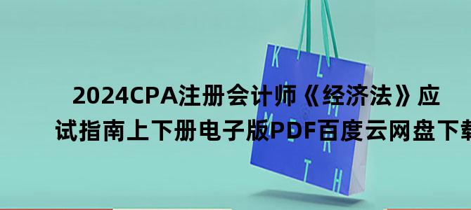 '2024CPA注册会计师《经济法》应试指南上下册电子版PDF百度云网盘下载'