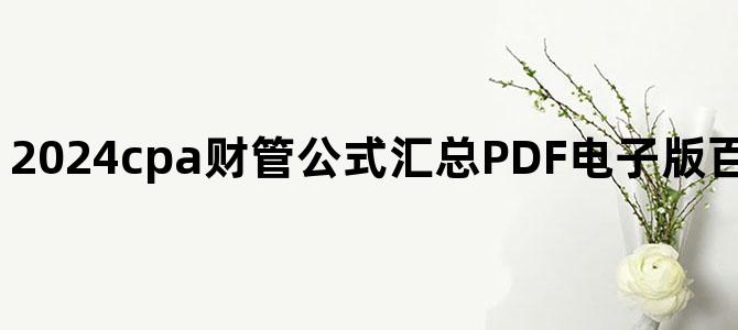 '2024cpa财管公式汇总PDF电子版百度云网盘高清下载'