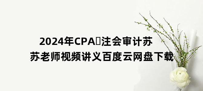 '2024年CPA​注会审计苏苏老师视频讲义百度云网盘下载'
