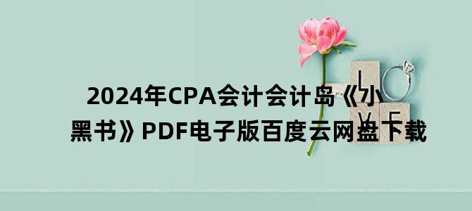 '2024年CPA会计会计岛《小黑书》PDF电子版百度云网盘下载'