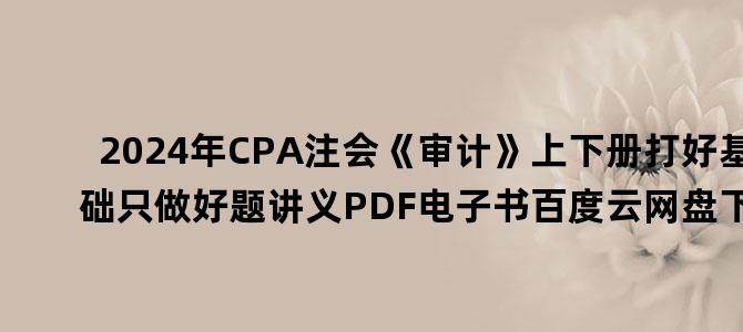 '2024年CPA注会《审计》上下册打好基础只做好题讲义PDF电子书百度云网盘下载'