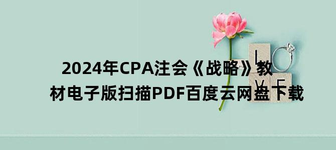 '2024年CPA注会《战略》教材电子版扫描PDF百度云网盘下载'