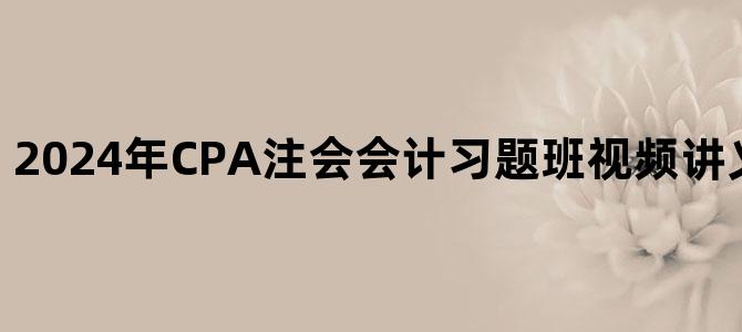 '2024年CPA注会会计习题班视频讲义百度网盘下载'