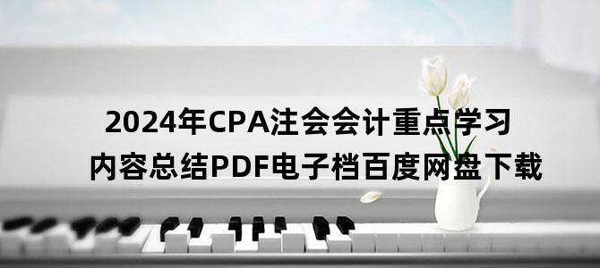 '2024年CPA注会会计重点学习内容总结PDF电子档百度网盘下载'