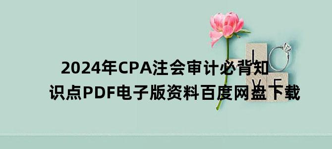 '2024年CPA注会审计必背知识点PDF电子版资料百度网盘下载'