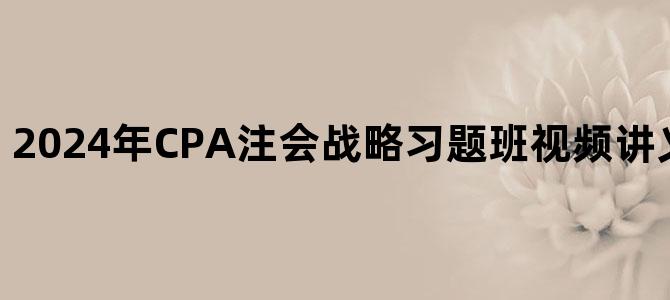'2024年CPA注会战略习题班视频讲义百度网盘下载'