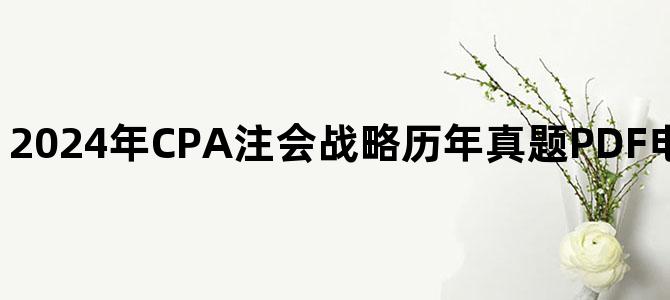 '2024年CPA注会战略历年真题PDF电子版百度网盘下载'