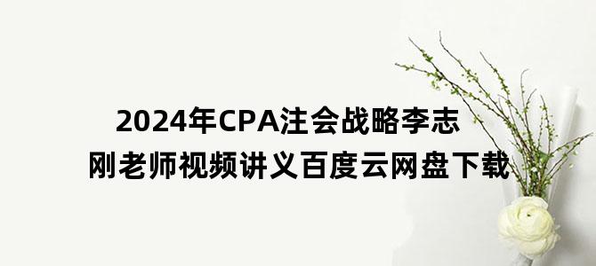 '2024年CPA注会战略李志刚老师视频讲义百度云网盘下载'