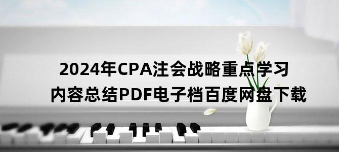 '2024年CPA注会战略重点学习内容总结PDF电子档百度网盘下载'
