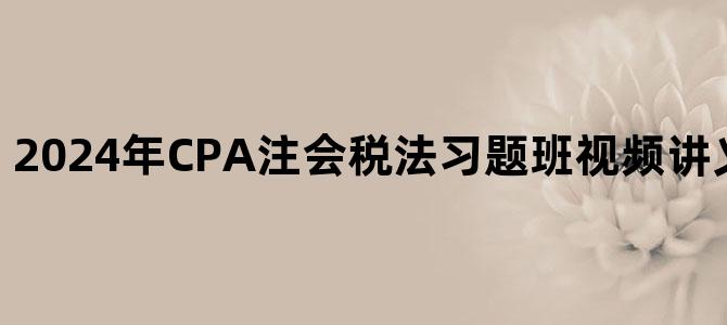 '2024年CPA注会税法习题班视频讲义百度网盘下载'