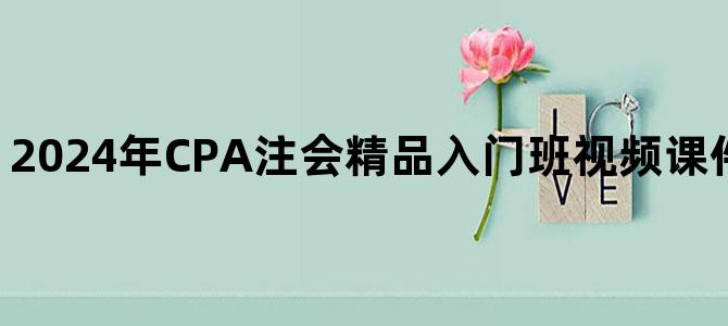 '2024年CPA注会精品入门班视频课件百度云网盘下载'