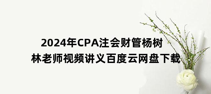 '2024年CPA注会财管杨树林老师视频讲义百度云网盘下载'
