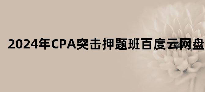 '2024年CPA突击押题班百度云网盘下载'