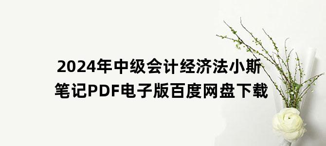 '2024年中级会计经济法小斯笔记PDF电子版百度网盘下载'