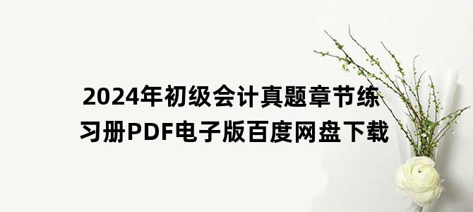 '2024年初级会计真题章节练习册PDF电子版百度网盘下载'