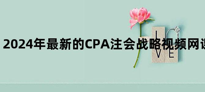 '2024年最新的CPA注会战略视频网课百度云网盘下载'