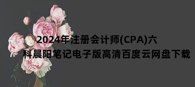'2024年注册会计师(CPA)六科晨阳笔记电子版高清百度云网盘下载'