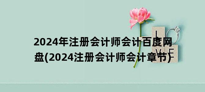 '2024年注册会计师会计百度网盘(2024注册会计师会计章节)'