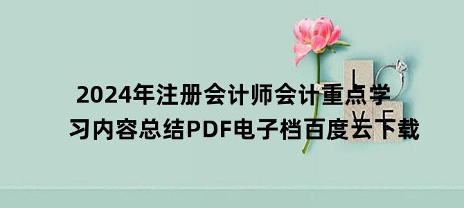 '2024年注册会计师会计重点学习内容总结PDF电子档百度云下载'
