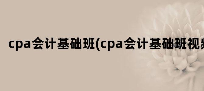 'cpa会计基础班(cpa会计基础班视频)'