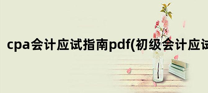 'cpa会计应试指南pdf(初级会计应试指南)'