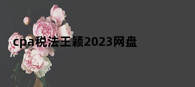 'cpa税法王颖2023网盘'