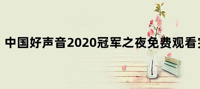 中国好声音2020冠军之夜免费观看完整版下载