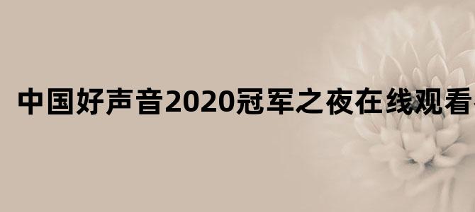中国好声音2020冠军之夜在线观看视频